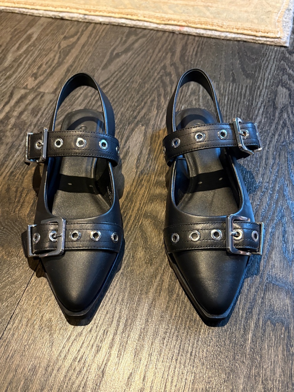 NWOB Quince leather bold buckle slingback flats - Picture 3 of 15